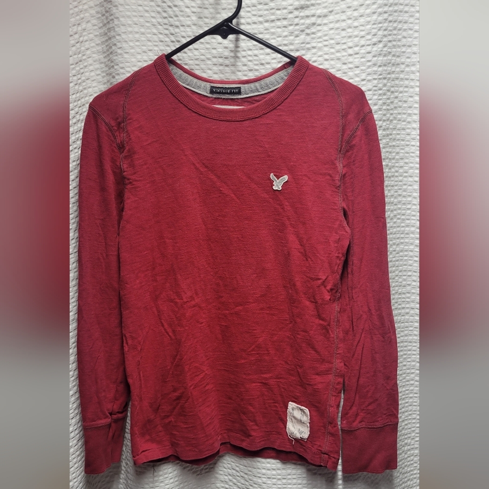 American Eagle Outfitters Red Long Sleeve Shirt